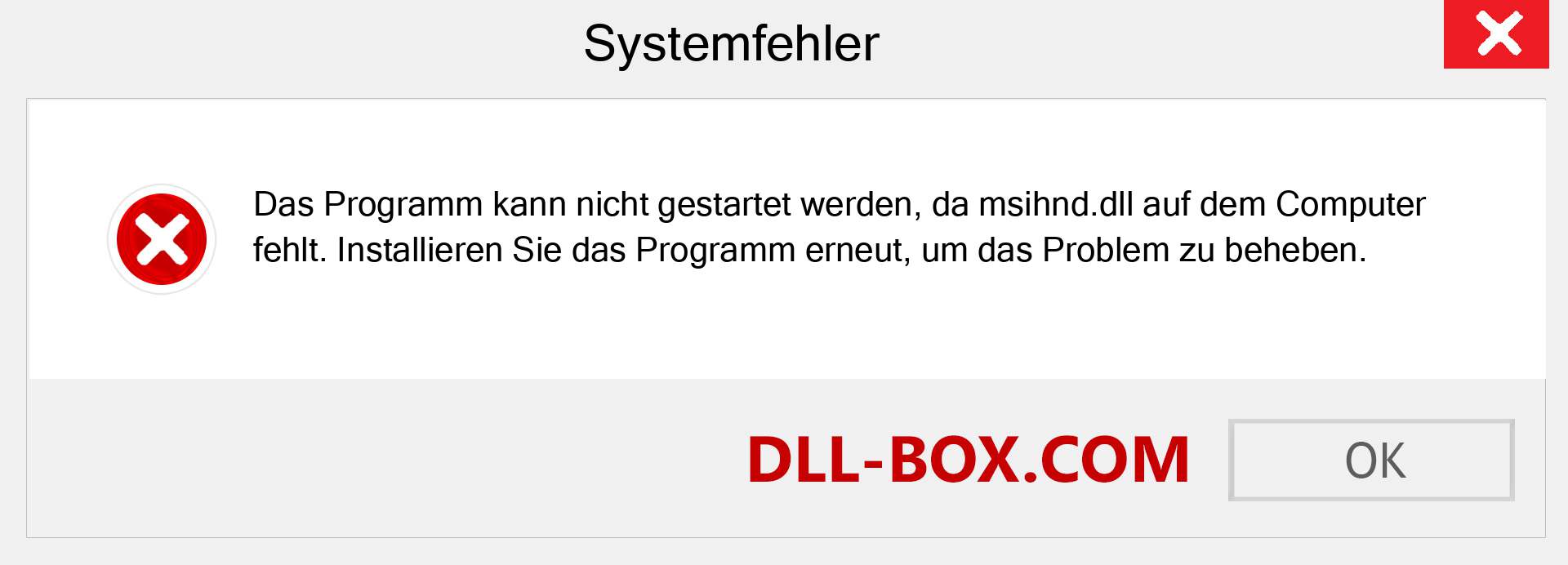 msihnd.dll-Datei fehlt?. Download für Windows 7, 8, 10 - Fix msihnd dll Missing Error unter Windows, Fotos, Bildern