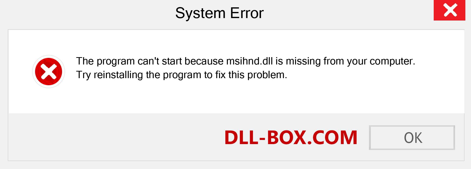  msihnd.dll file is missing?. Download for Windows 7, 8, 10 - Fix  msihnd dll Missing Error on Windows, photos, images